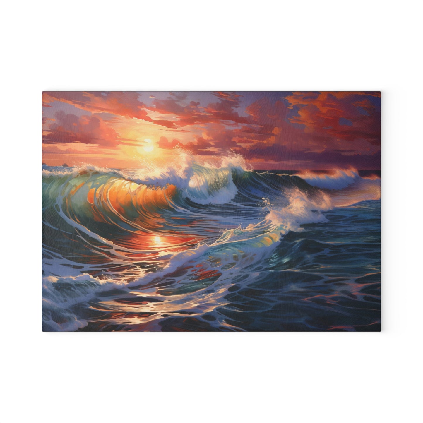 Ocean Sunset Glass Cutting Board