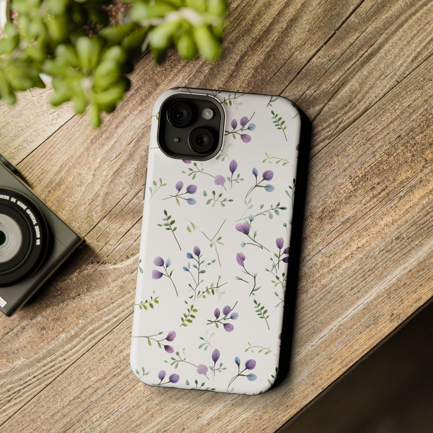 Dainty Purple Wildflowers MagSafe Tough iPhone Case