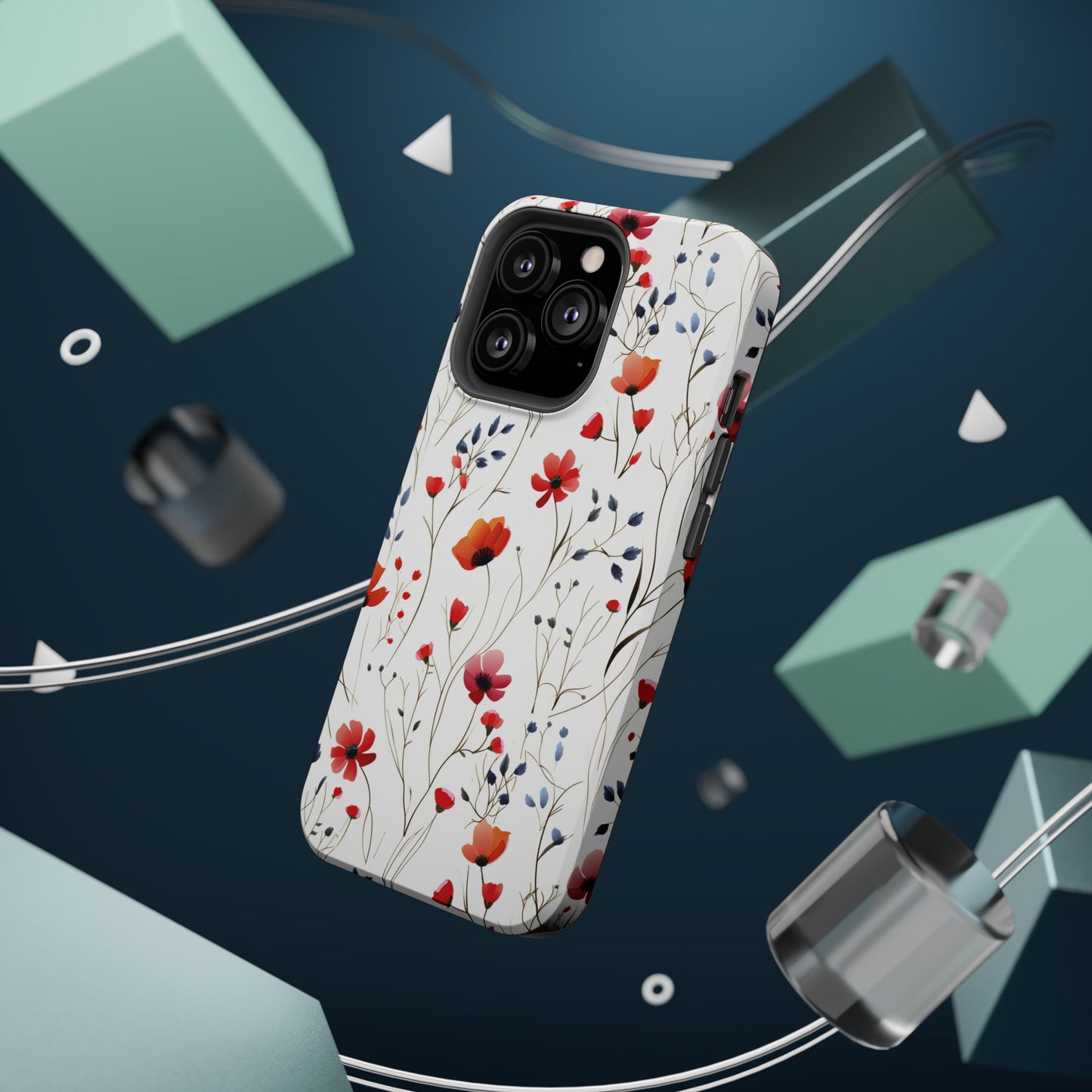 Dainty Coral Wildflowers MagSafe Tough iPhone Case