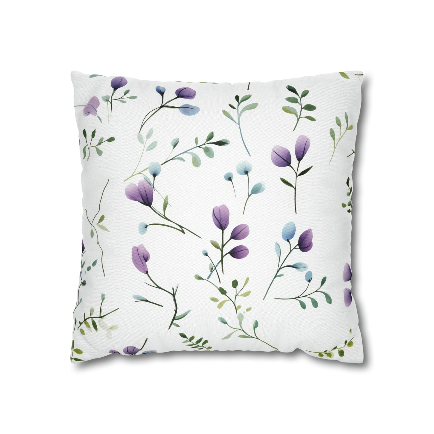 Dainty Purple Wildflowers Square Pillow Case