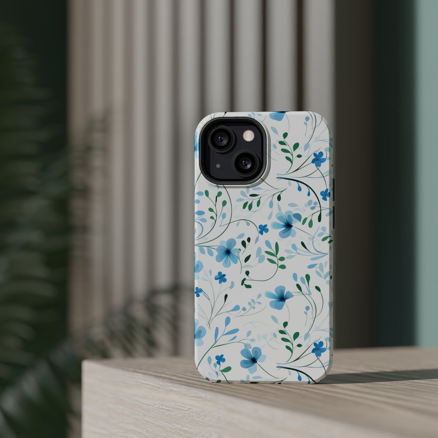 Dainty Sky Blue Wildflowers MagSafe Tough iPhone Case