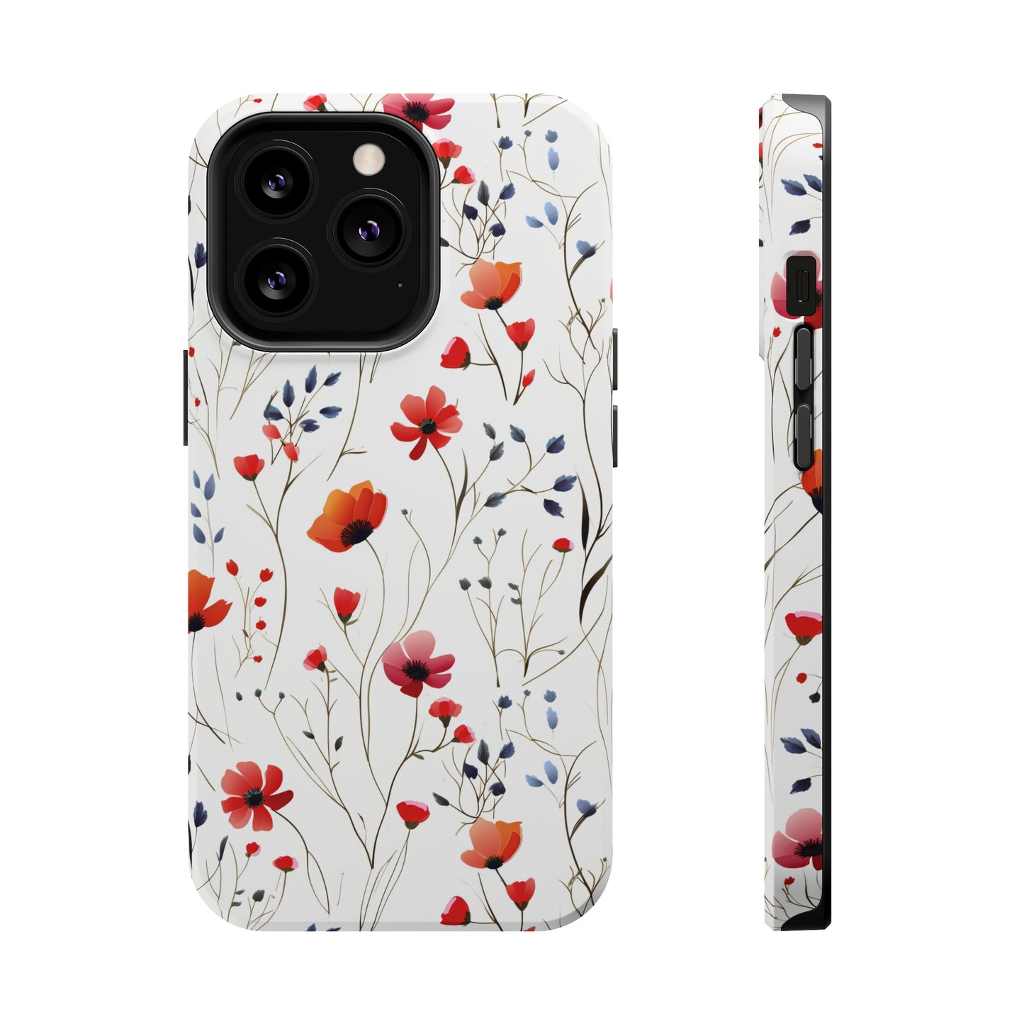 Dainty Coral Wildflowers MagSafe Tough iPhone Case