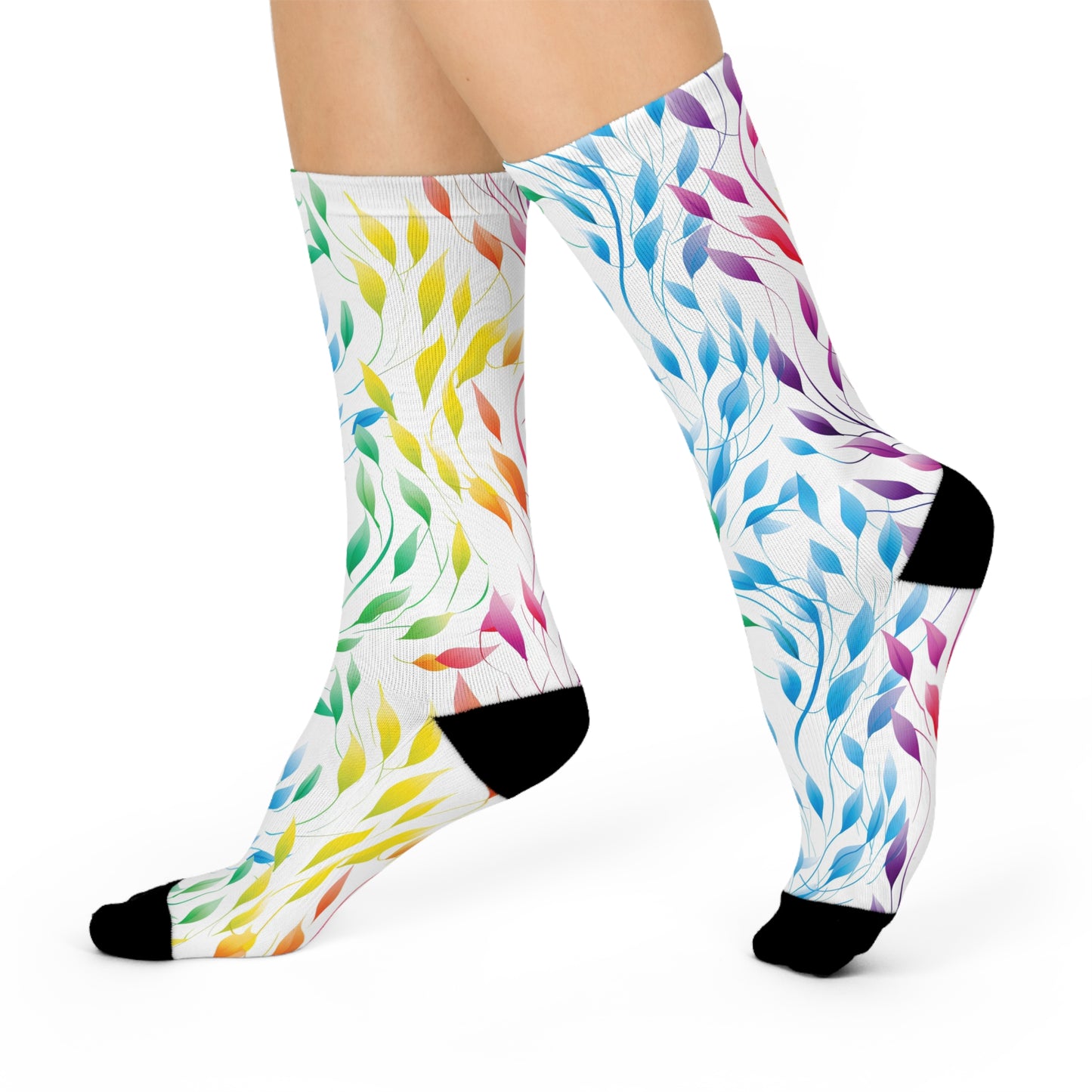 Rainbow Vines Cushioned Crew Socks