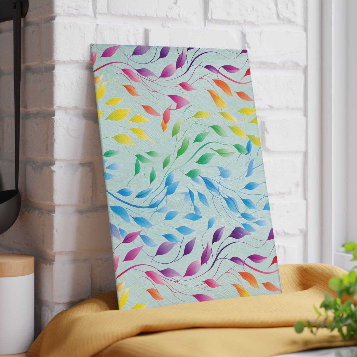 Rainbow Vines Glass Cutting Board