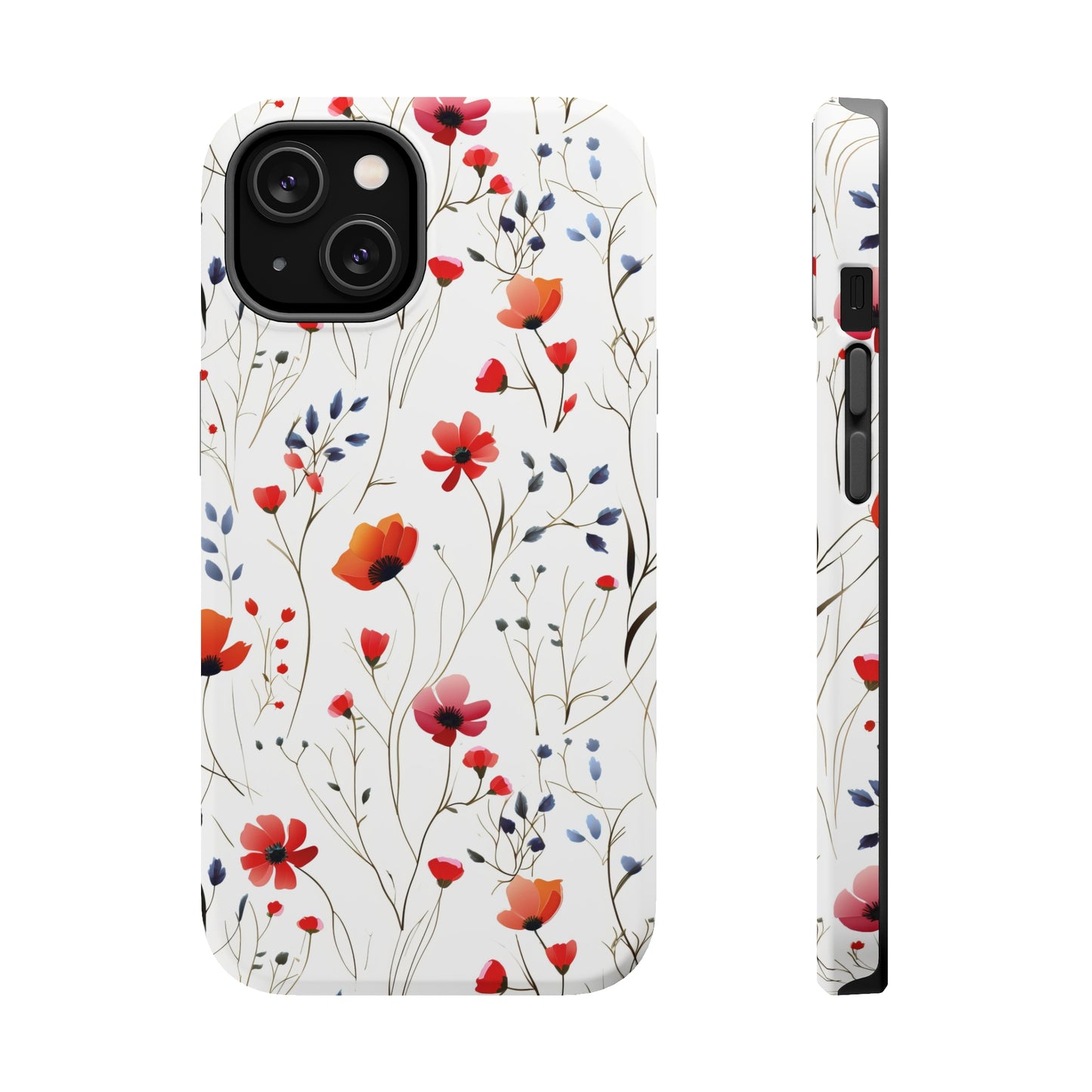 Dainty Coral Wildflowers MagSafe Tough iPhone Case