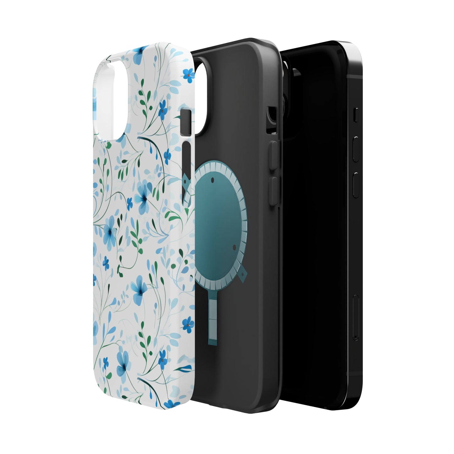 Dainty Sky Blue Wildflowers MagSafe Tough iPhone Case