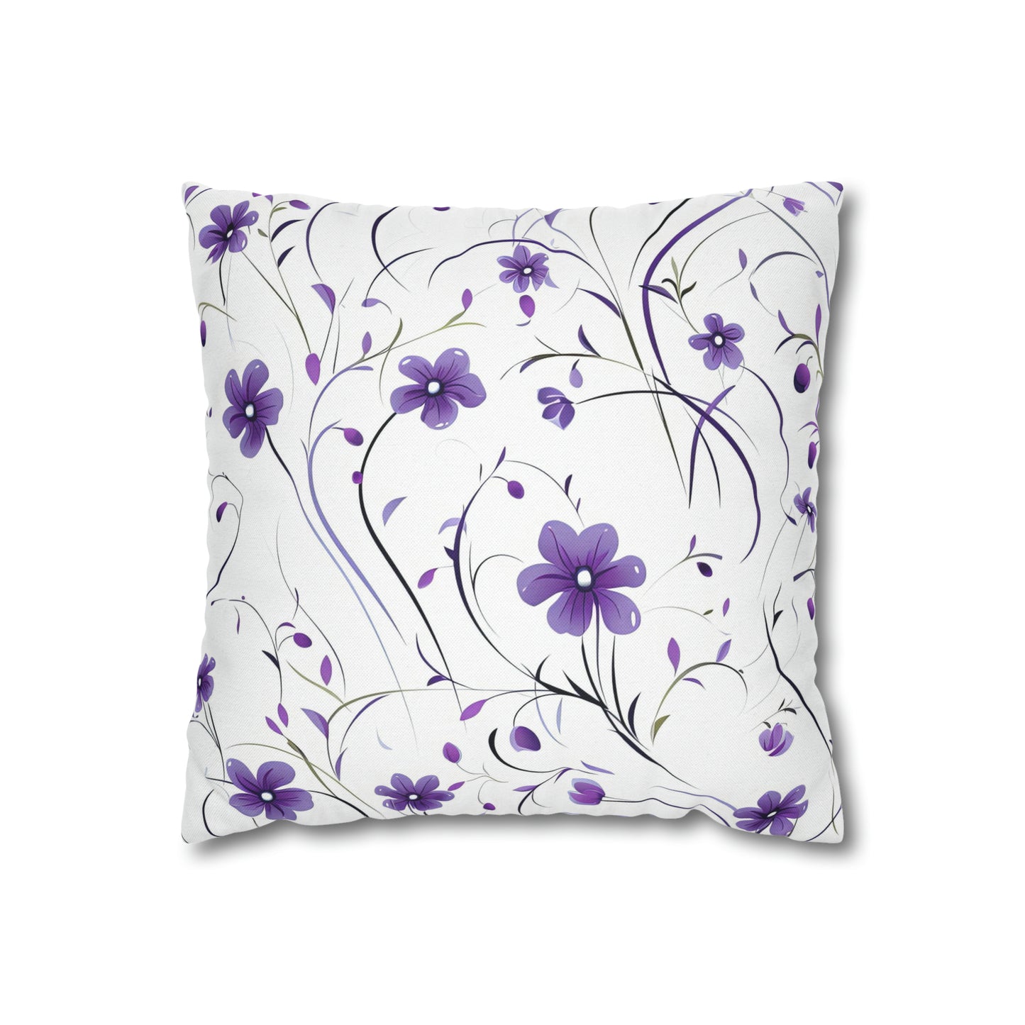 Purple Whimsy Wildflowers Square Pillow Case