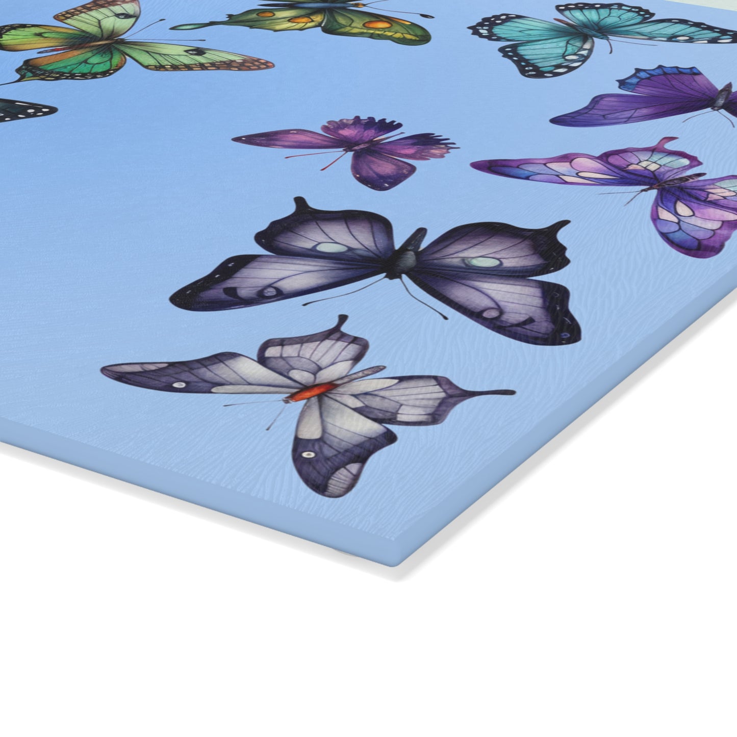 Rainbow Butterfly Trail Glass Cutting Board