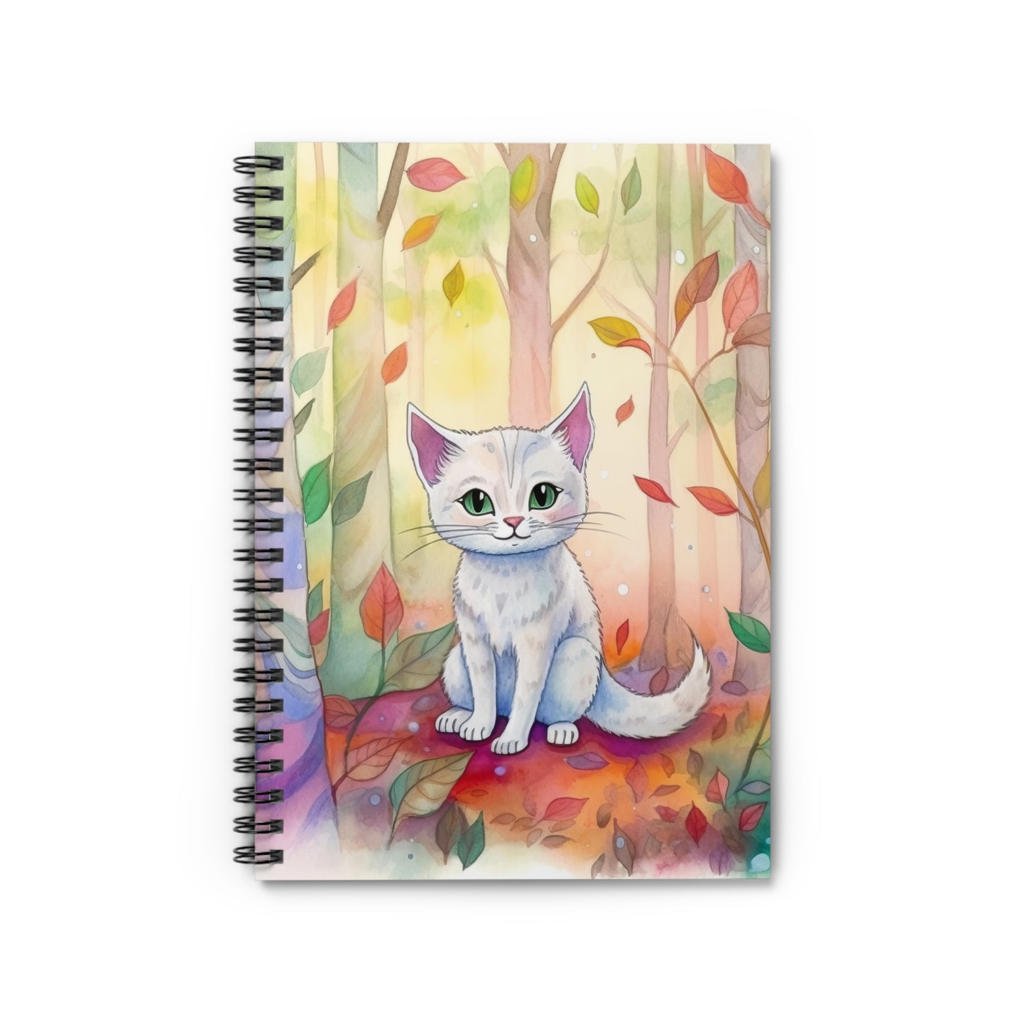White Cat Spiral Notebook - Ruled Line