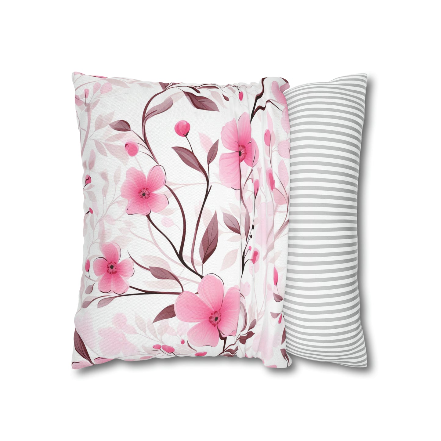 Pink Whimsy Wildflowers Square Pillow Case