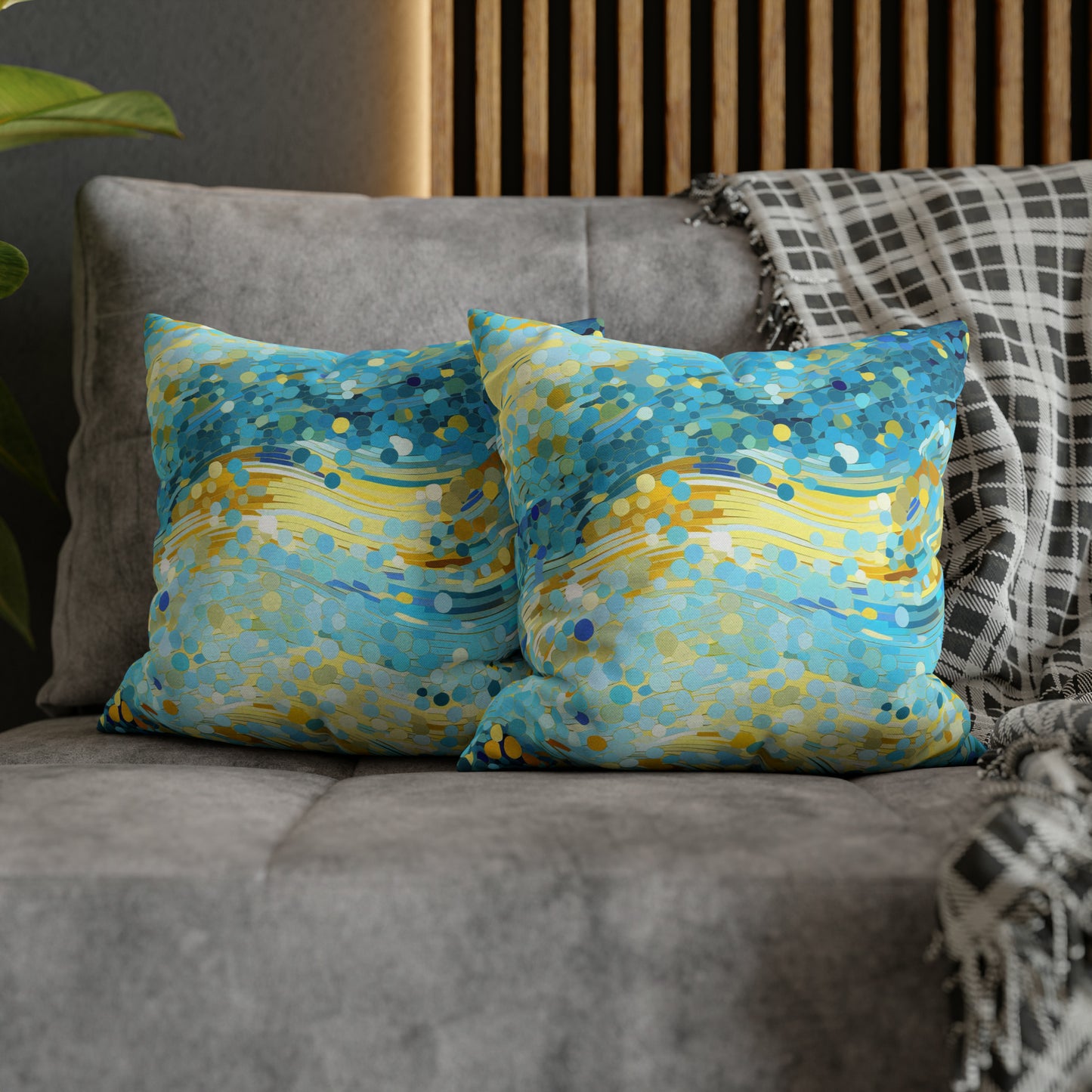 River of Gold Mosaic Square Pillow Case
