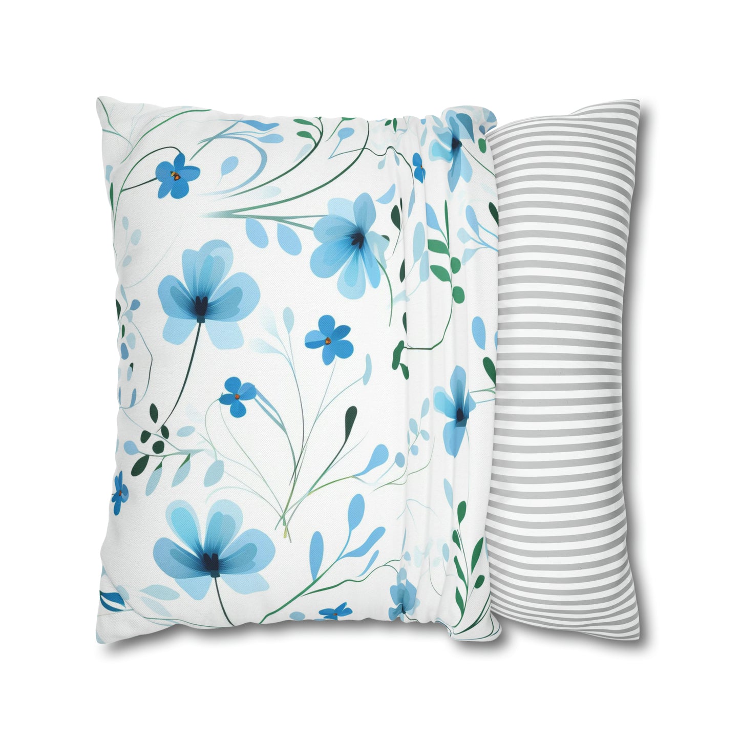 Dainty Sky Blue Wildflowers Square Pillow Case