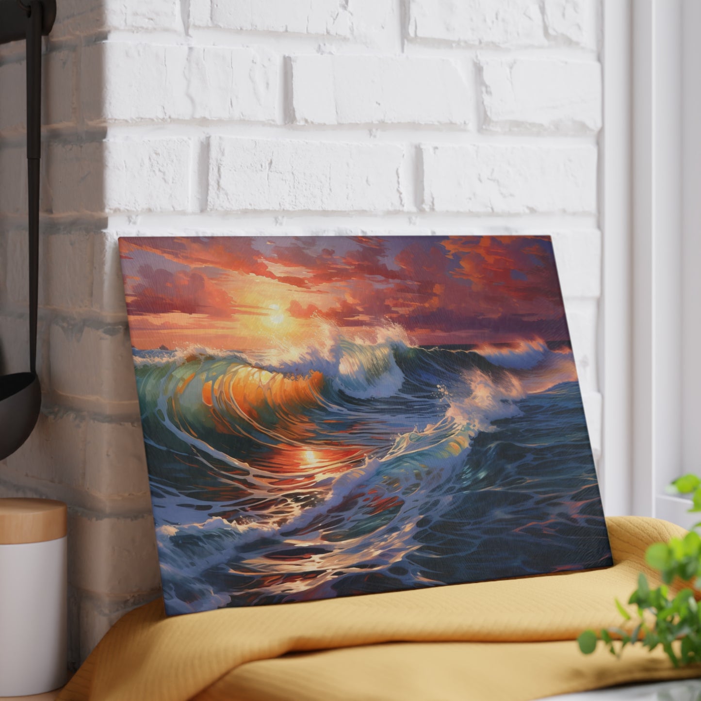 Ocean Sunset Glass Cutting Board
