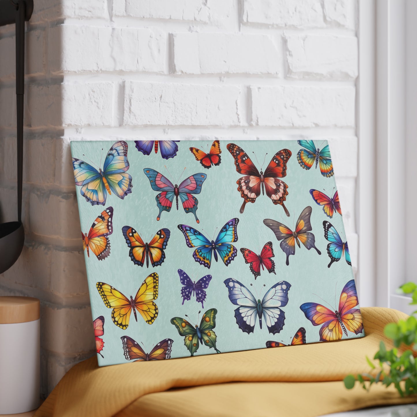 Butterfly Whimsy Glass Cutting Board
