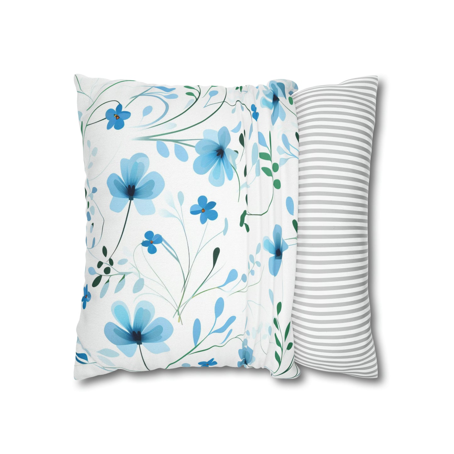 Dainty Sky Blue Wildflowers Square Pillow Case