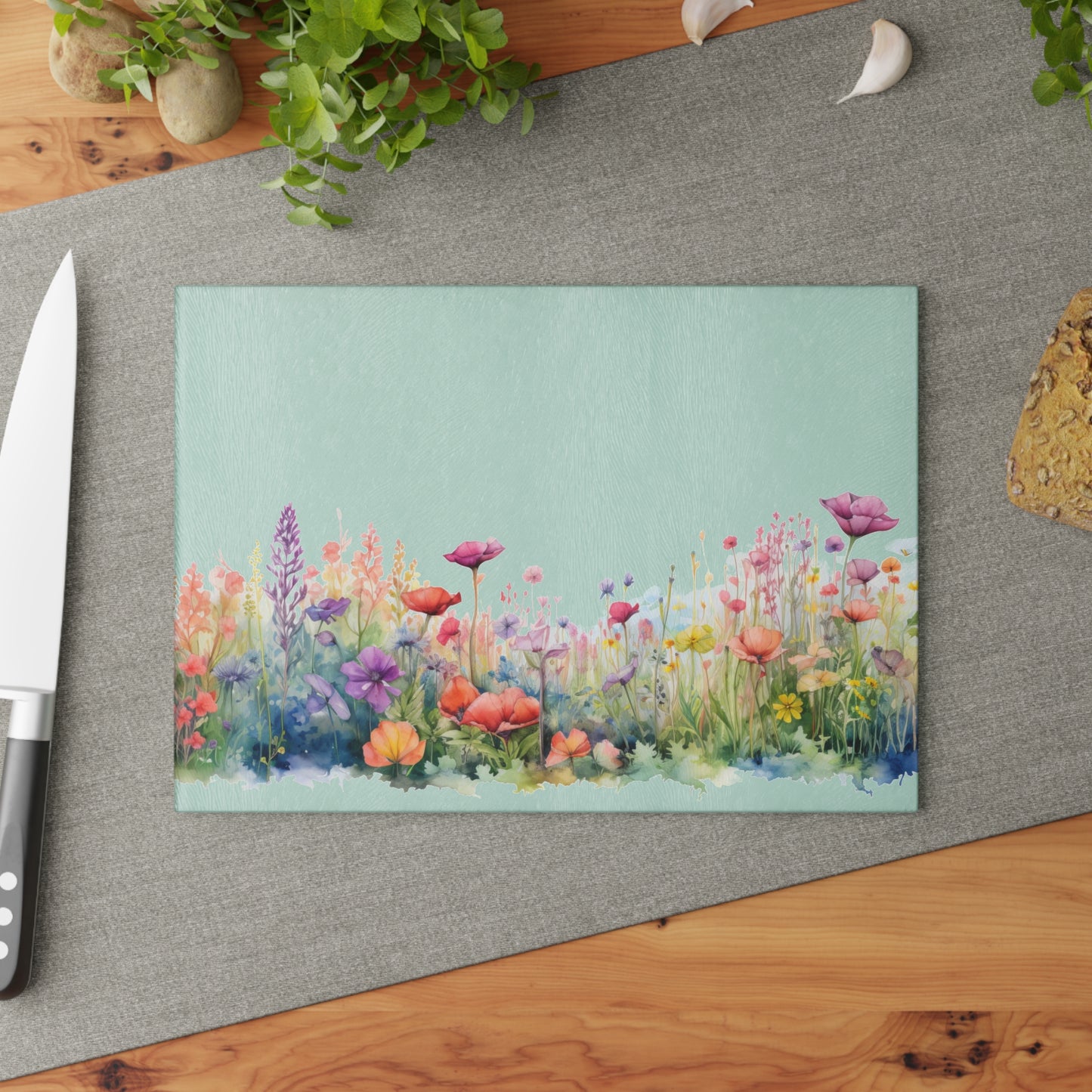 Meadow Wildflowers Glass Cutting Board