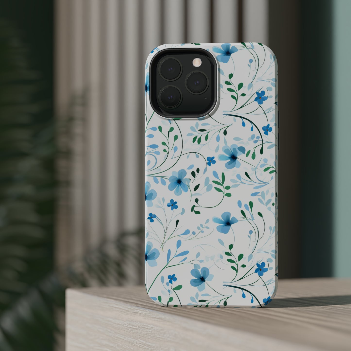Dainty Sky Blue Wildflowers MagSafe Tough iPhone Case