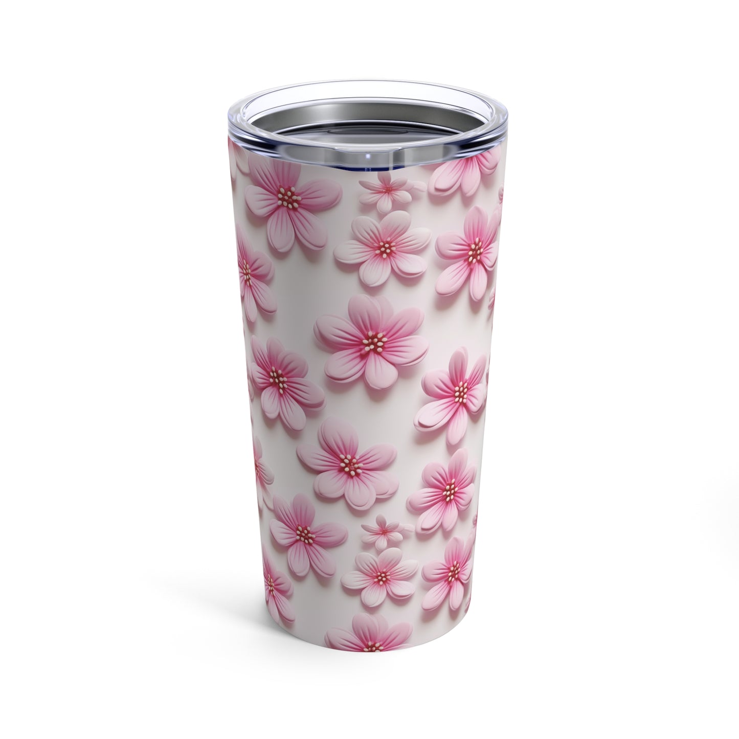 Sculpted Pink Flowers Tumbler 20oz