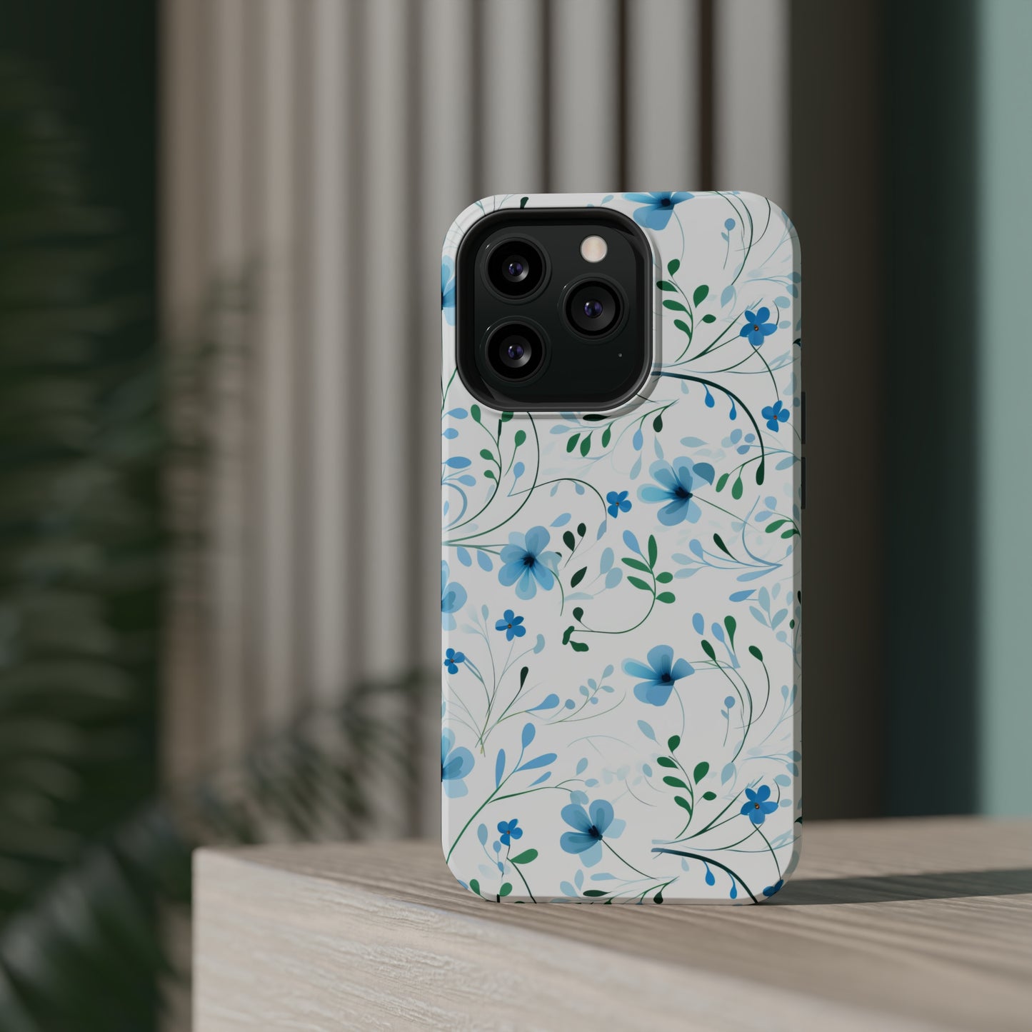 Dainty Sky Blue Wildflowers MagSafe Tough iPhone Case
