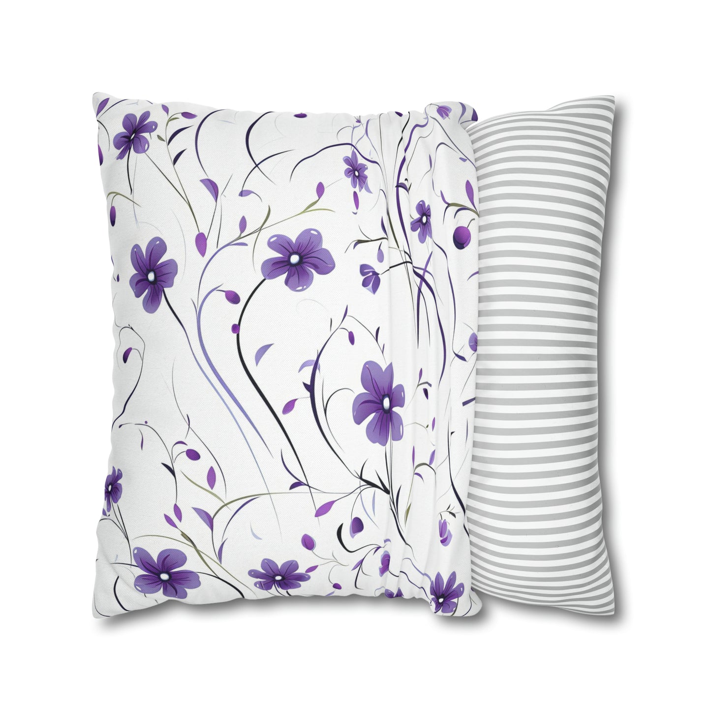 Purple Whimsy Wildflowers Square Pillow Case
