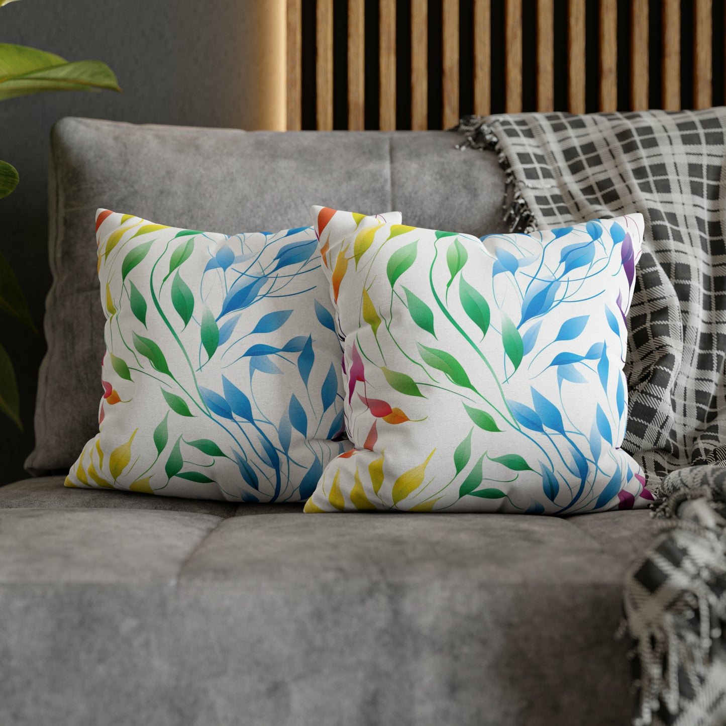Rainbow Vines Square Pillow Case
