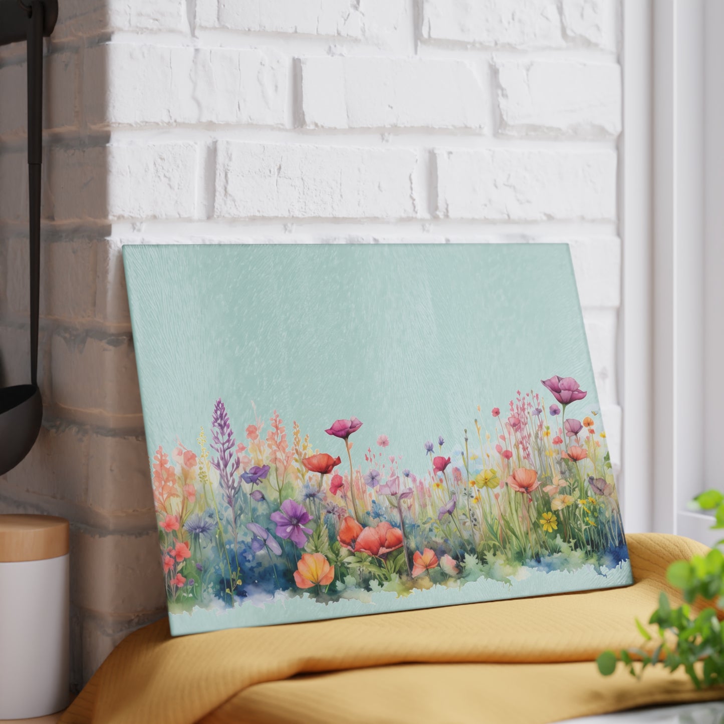 Meadow Wildflowers Glass Cutting Board