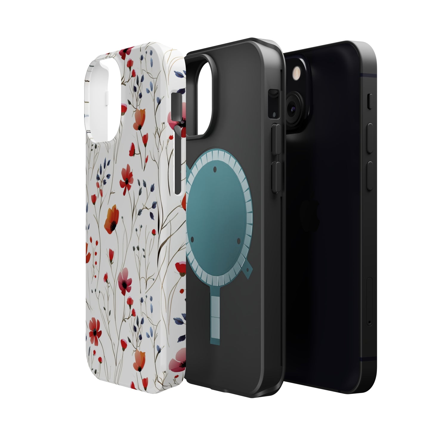 Dainty Coral Wildflowers MagSafe Tough iPhone Case