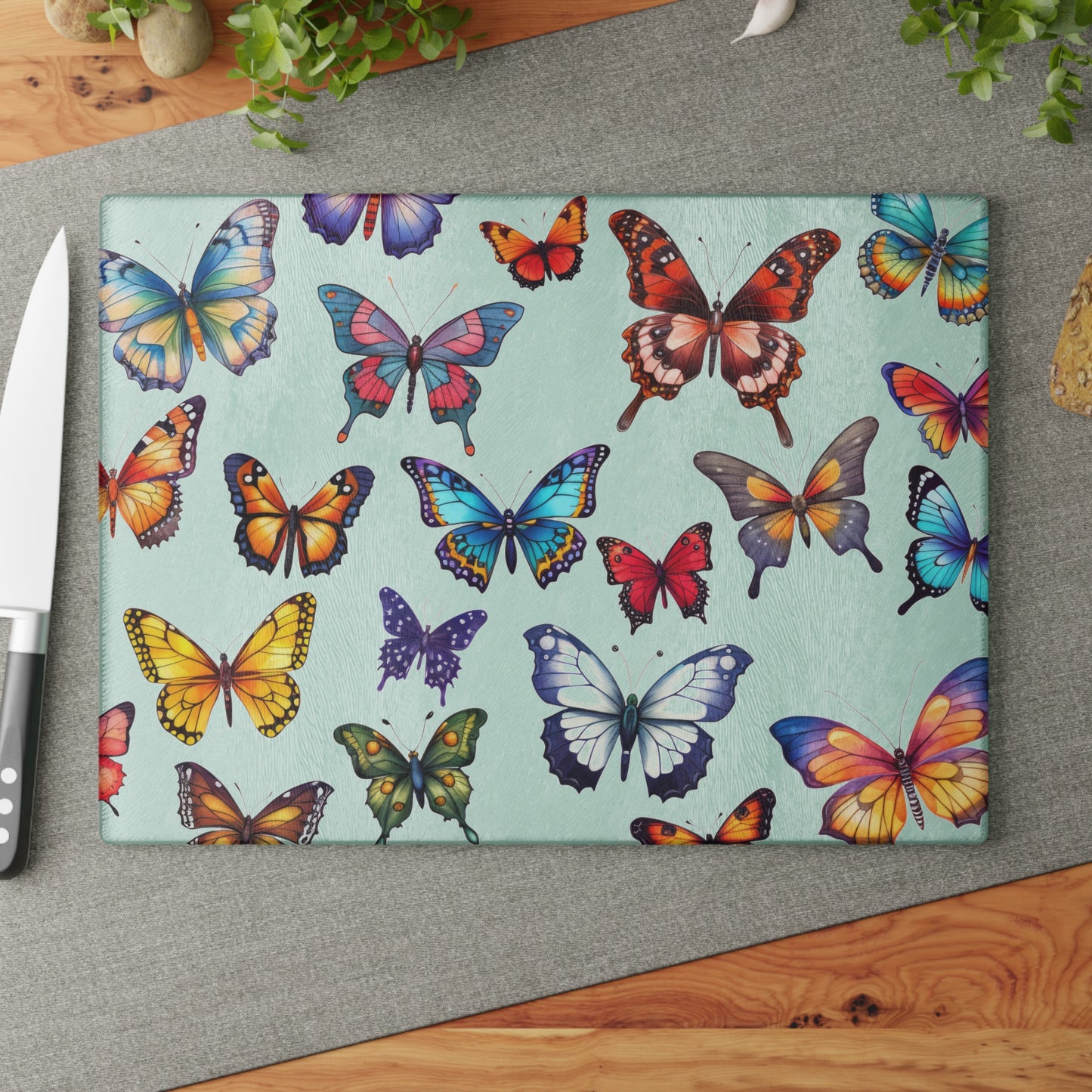 Butterfly Whimsy Glass Cutting Board