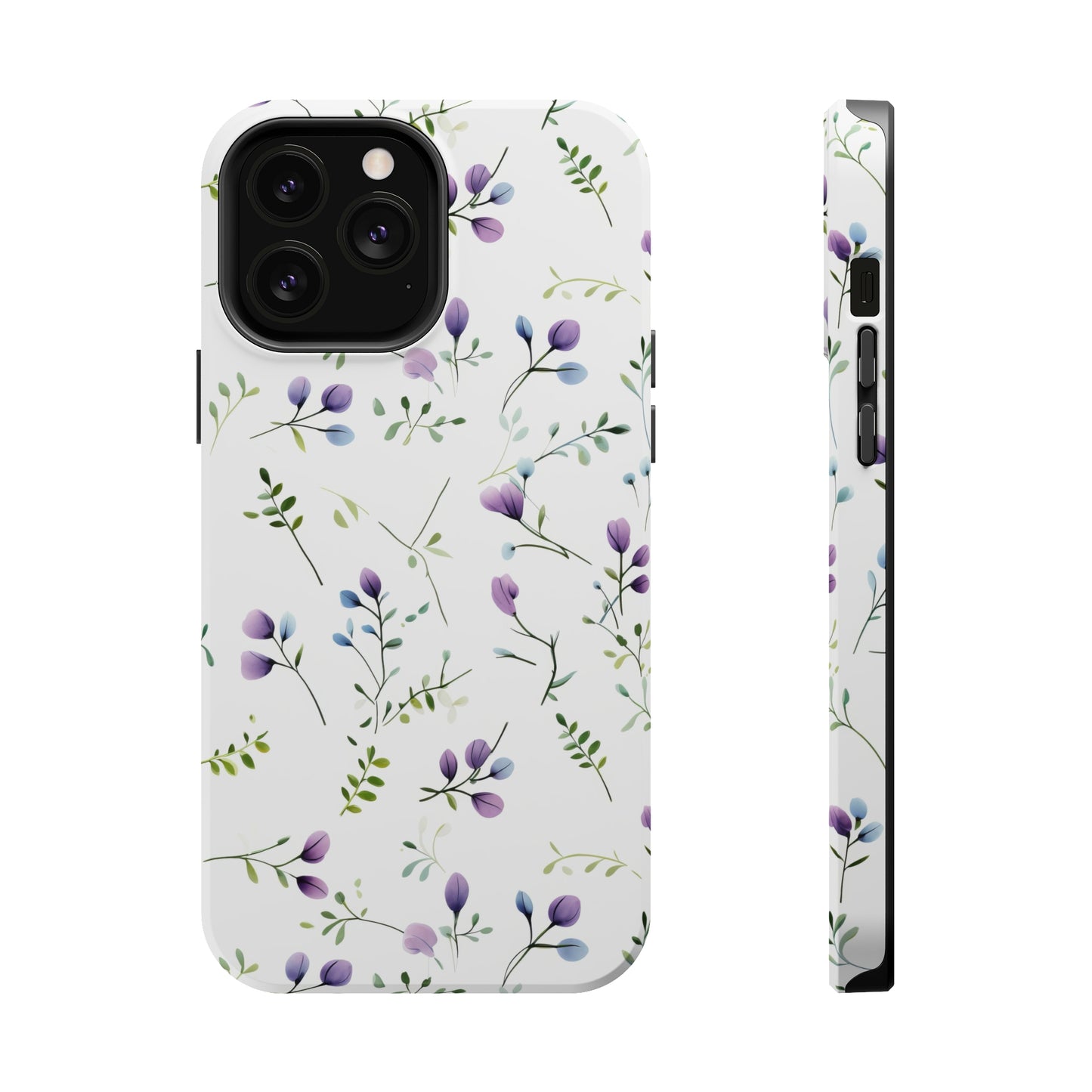 Dainty Purple Wildflowers MagSafe Tough iPhone Case