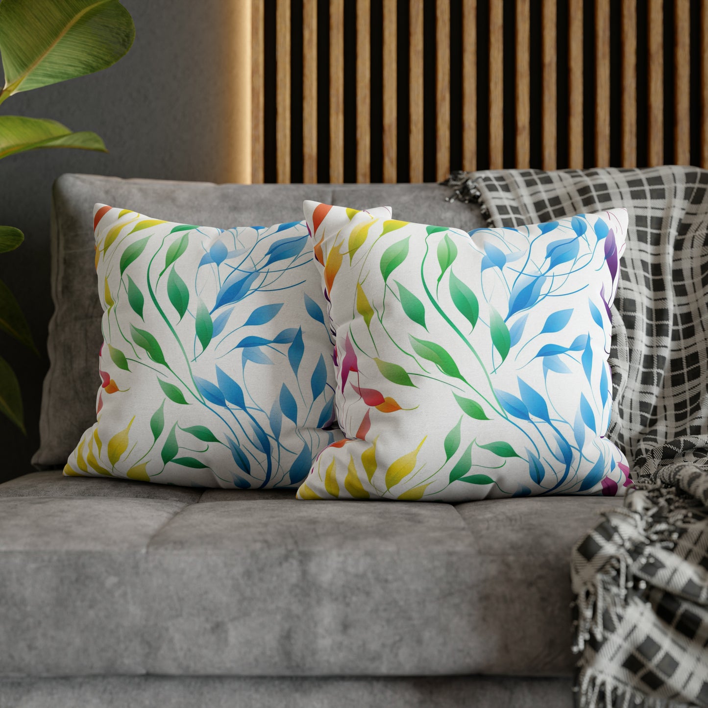 Rainbow Vines Square Pillow Case