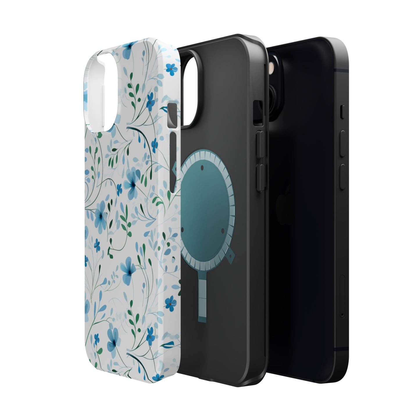 Dainty Sky Blue Wildflowers MagSafe Tough iPhone Case