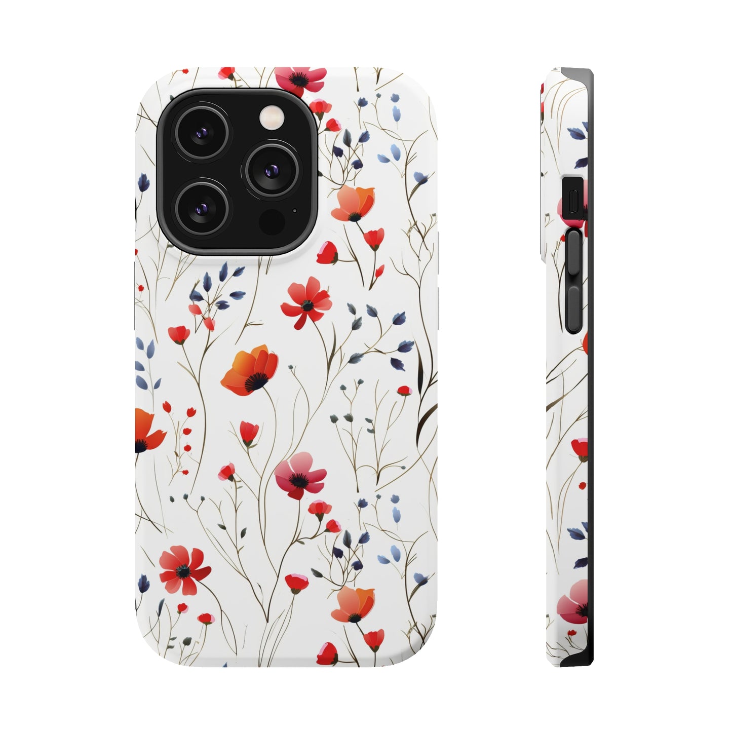 Dainty Coral Wildflowers MagSafe Tough iPhone Case