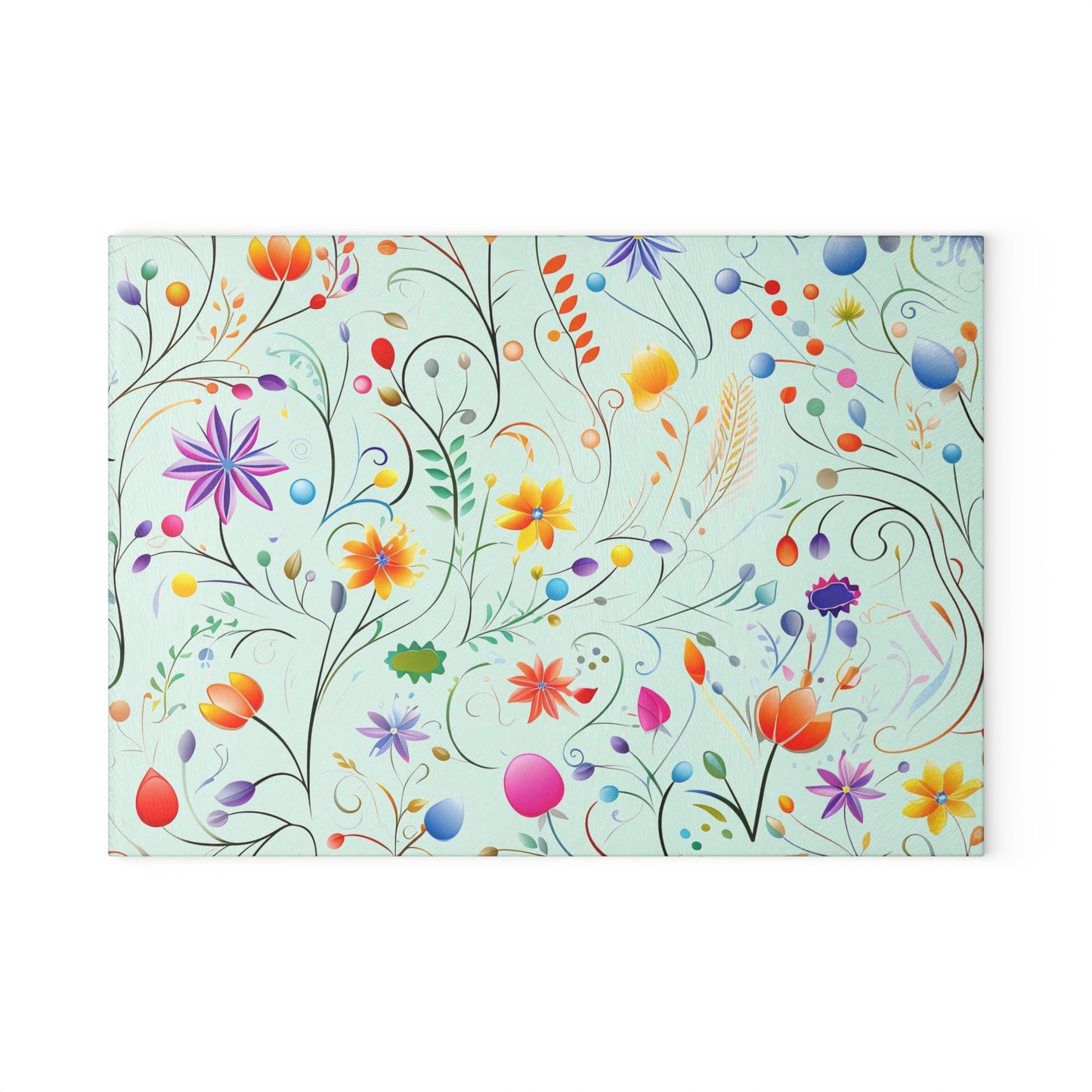 Fanciful Flower Fiesta Glass Cutting Board