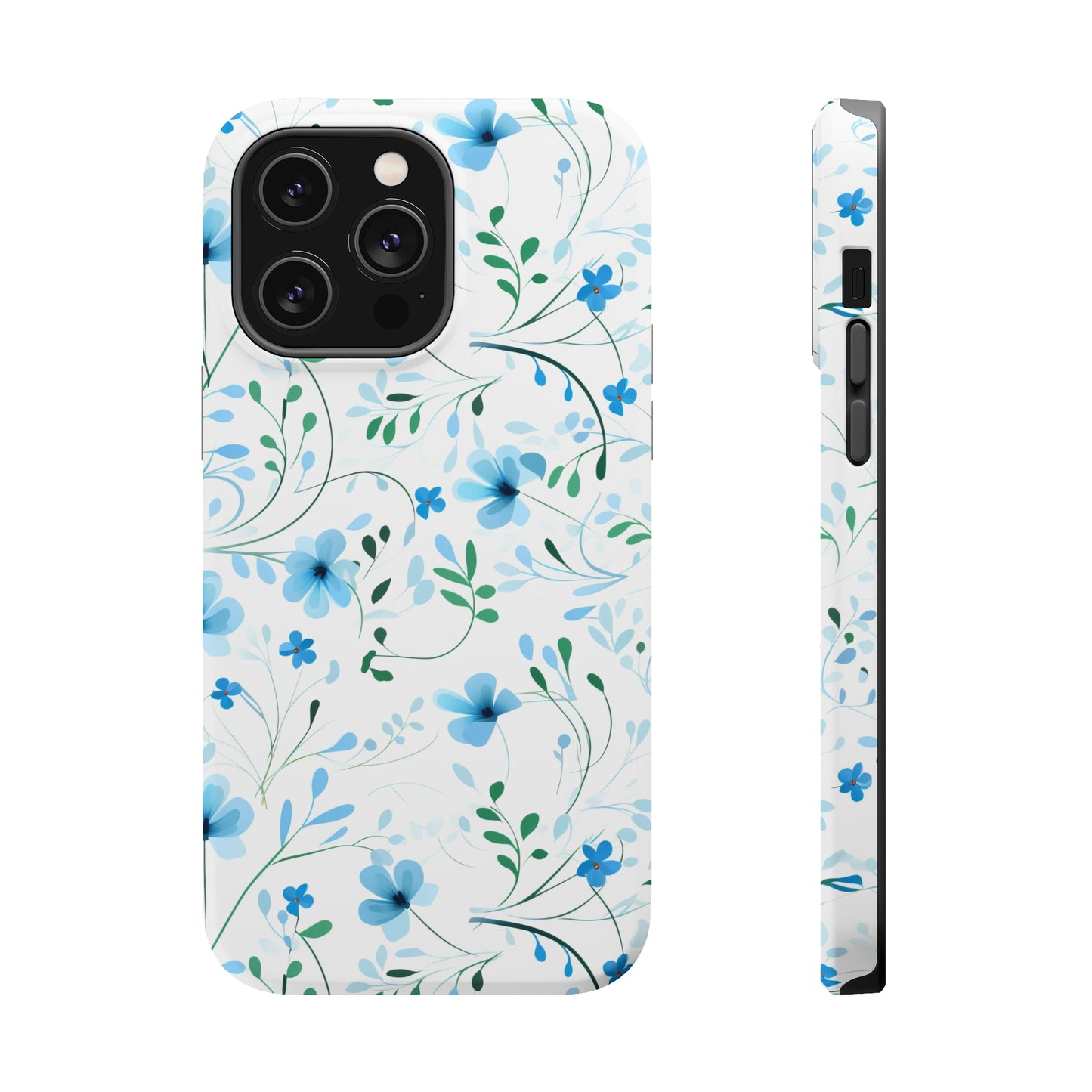 Dainty Sky Blue Wildflowers MagSafe Tough iPhone Case