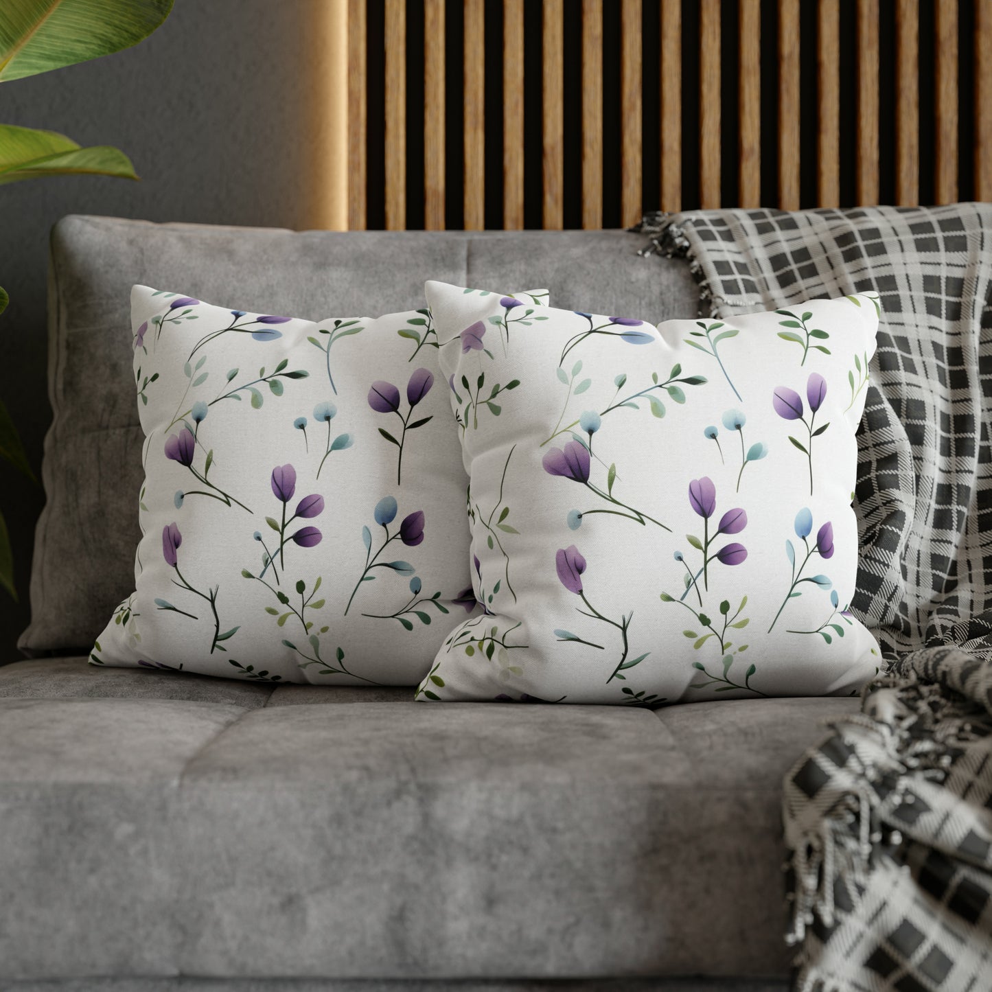 Dainty Purple Wildflowers Square Pillow Case