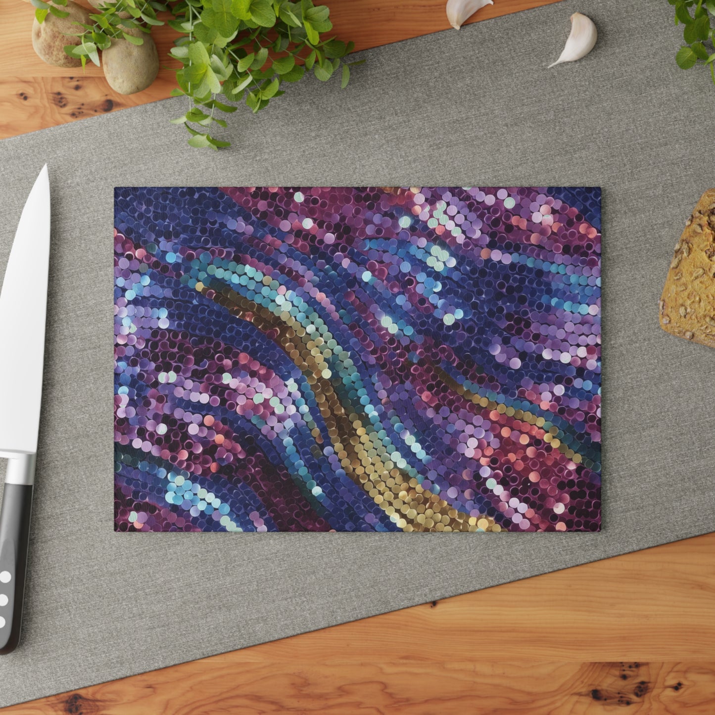 Dazzling Sequins Glass Cutting Board