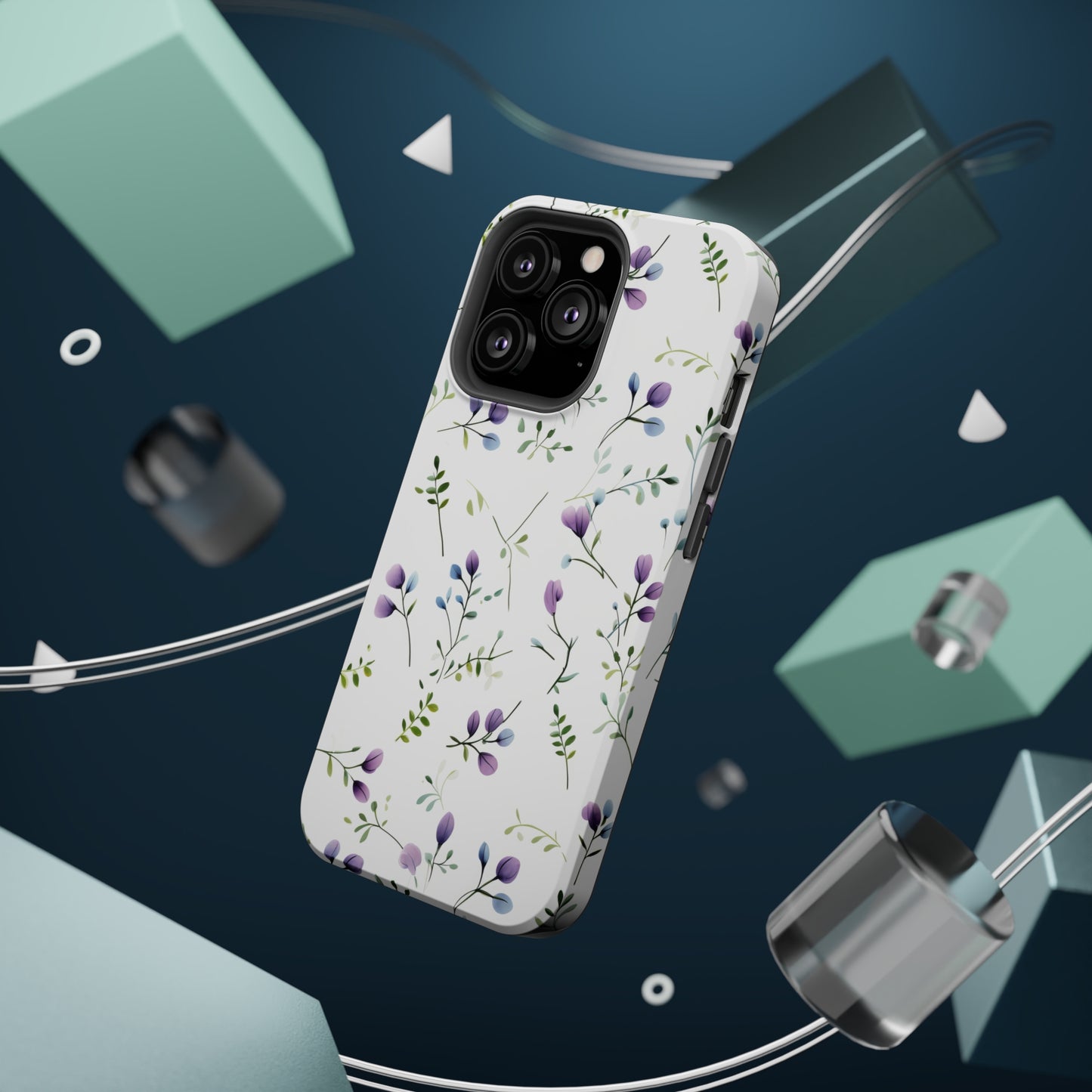 Dainty Purple Wildflowers MagSafe Tough iPhone Case
