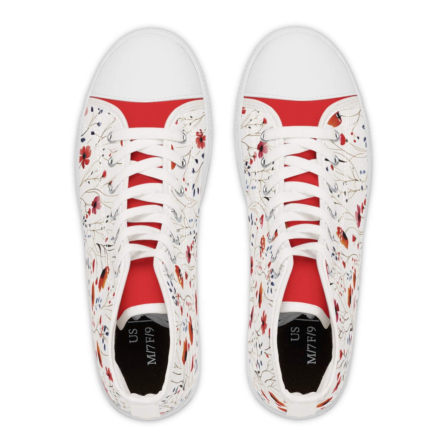 Coral Wildflowers Women's High Top Sneakers