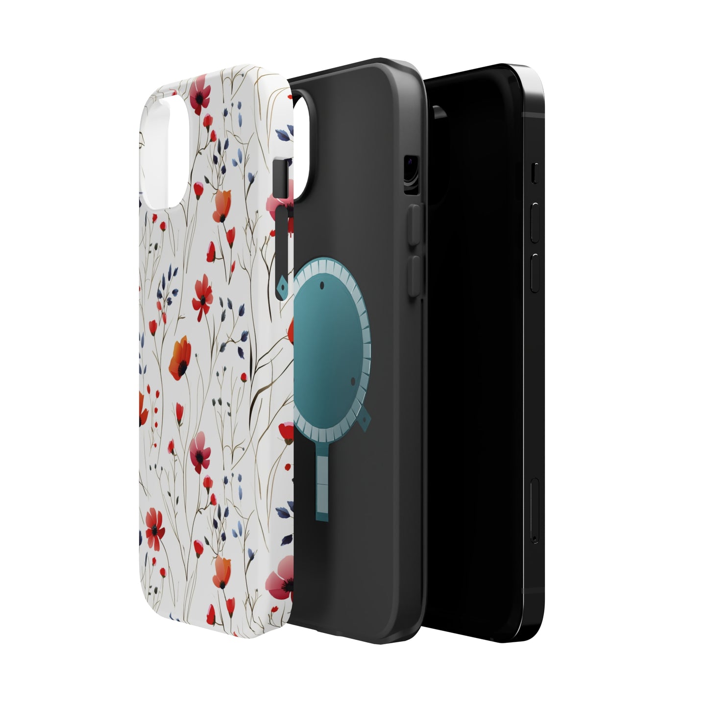 Dainty Coral Wildflowers MagSafe Tough iPhone Case