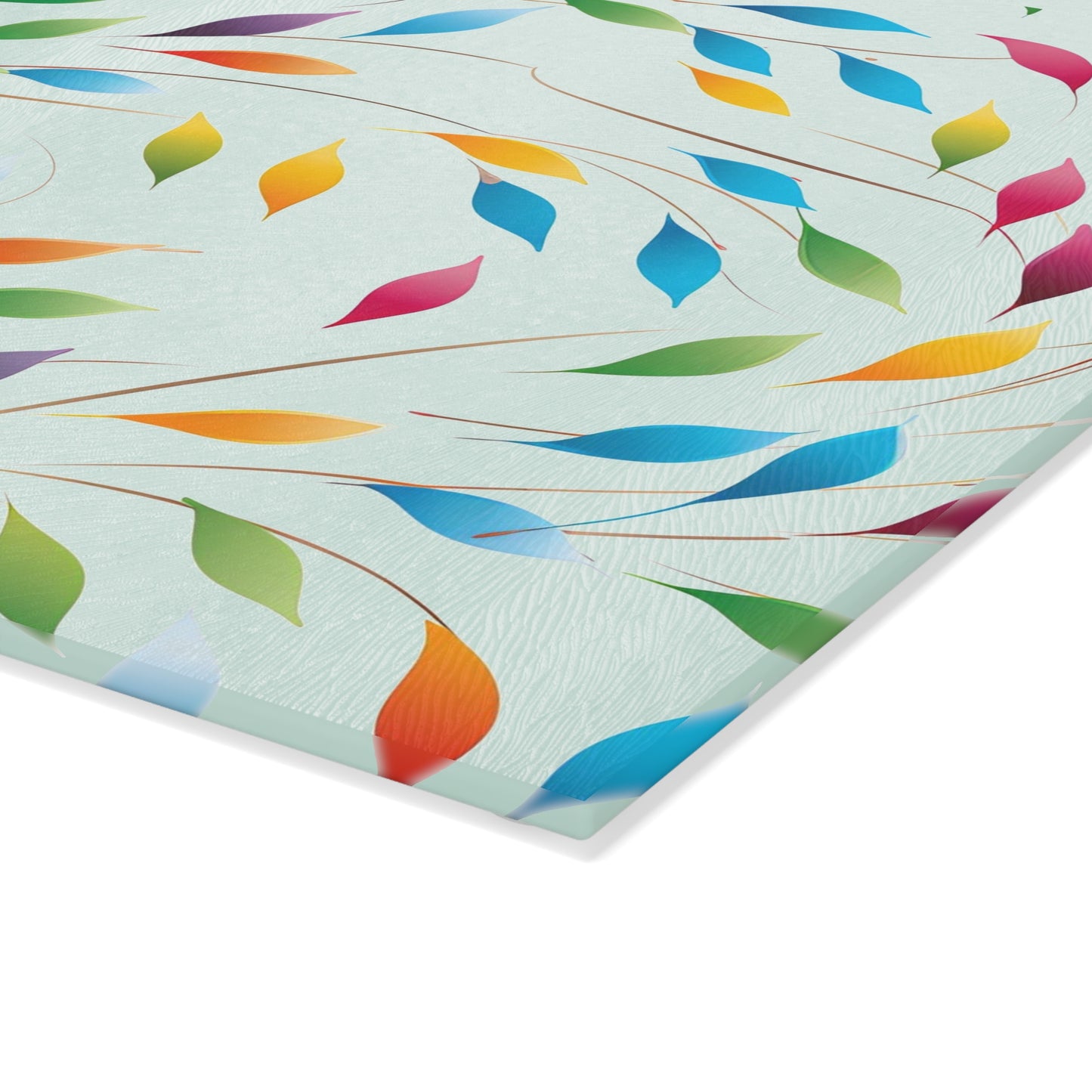Rainbow Leaves Glass Cutting Board