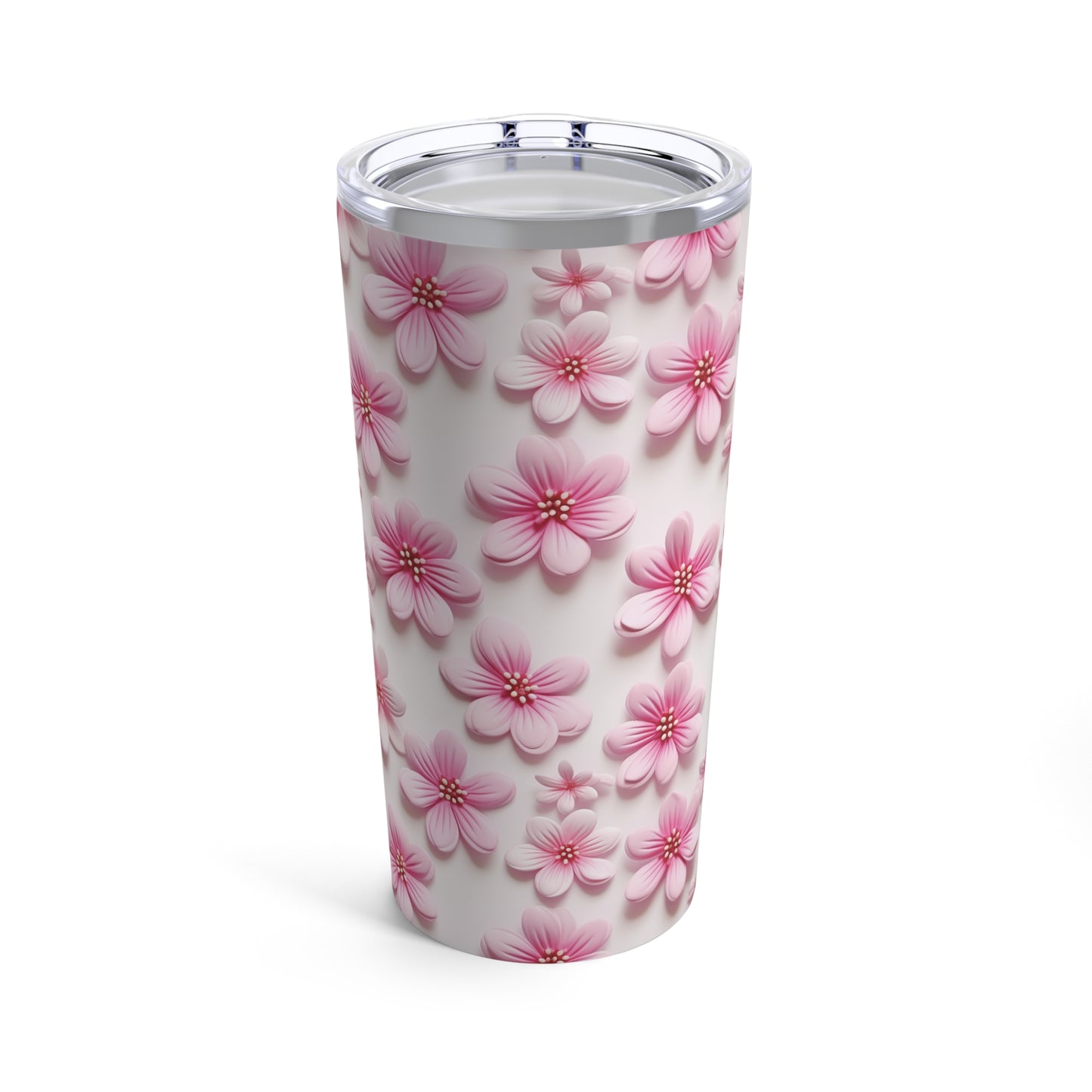 Sculpted Pink Flowers Tumbler 20oz