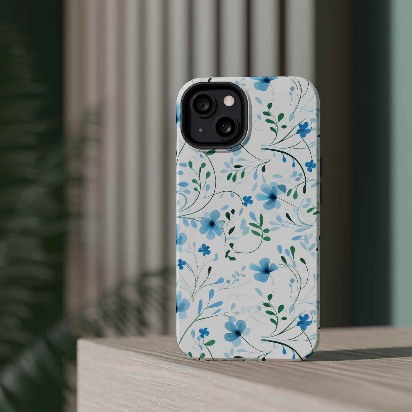 Dainty Sky Blue Wildflowers MagSafe Tough iPhone Case
