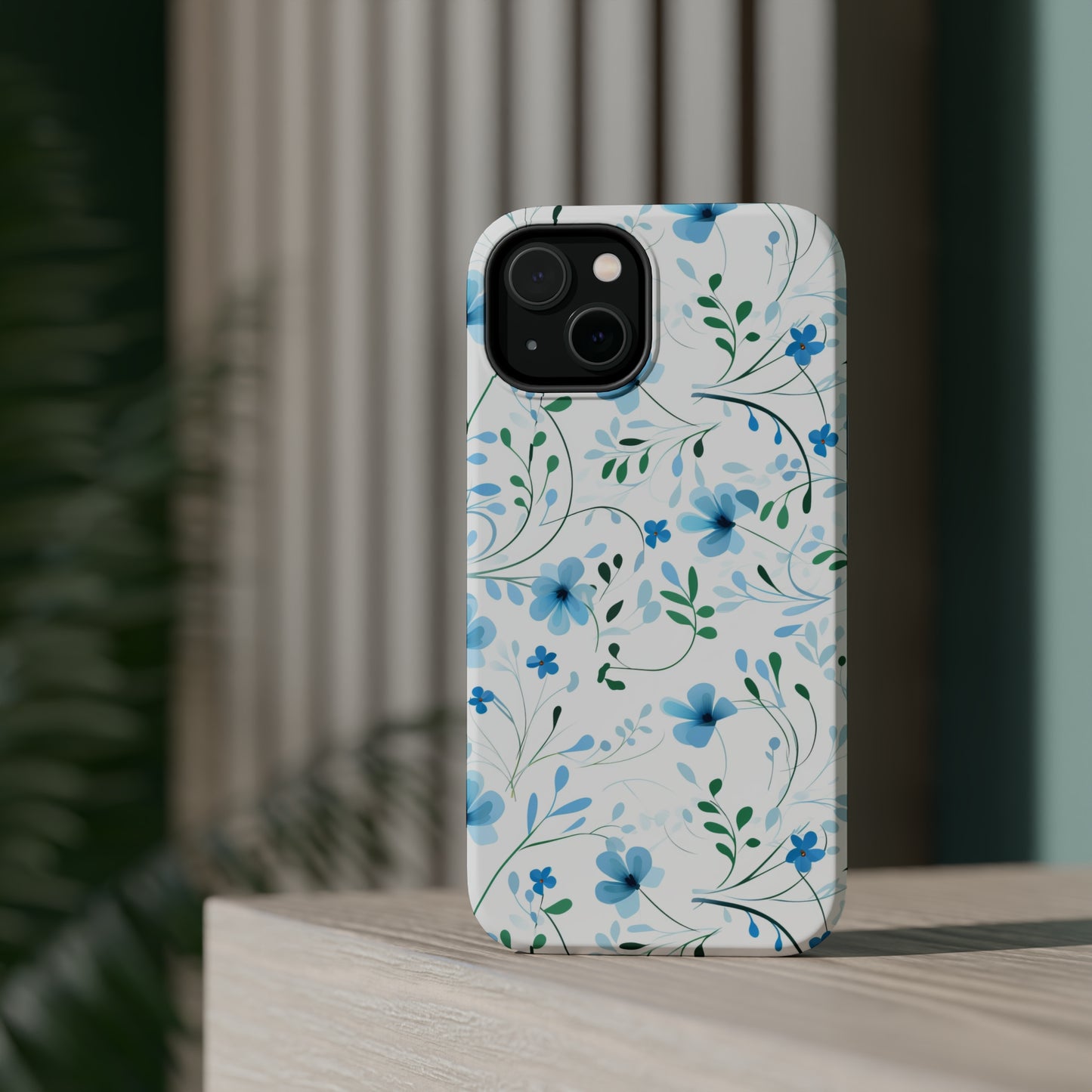 Dainty Sky Blue Wildflowers MagSafe Tough iPhone Case