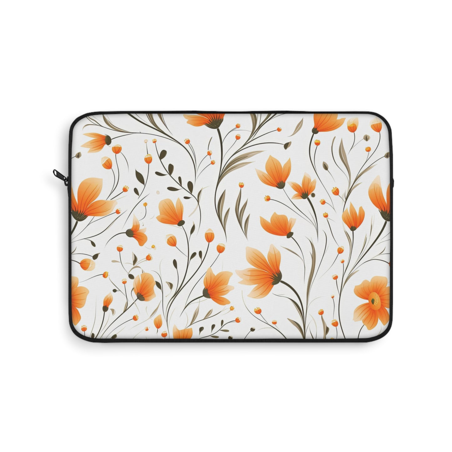 Orange Whimsy Wildflowers Laptop Case / Laptop Sleeve