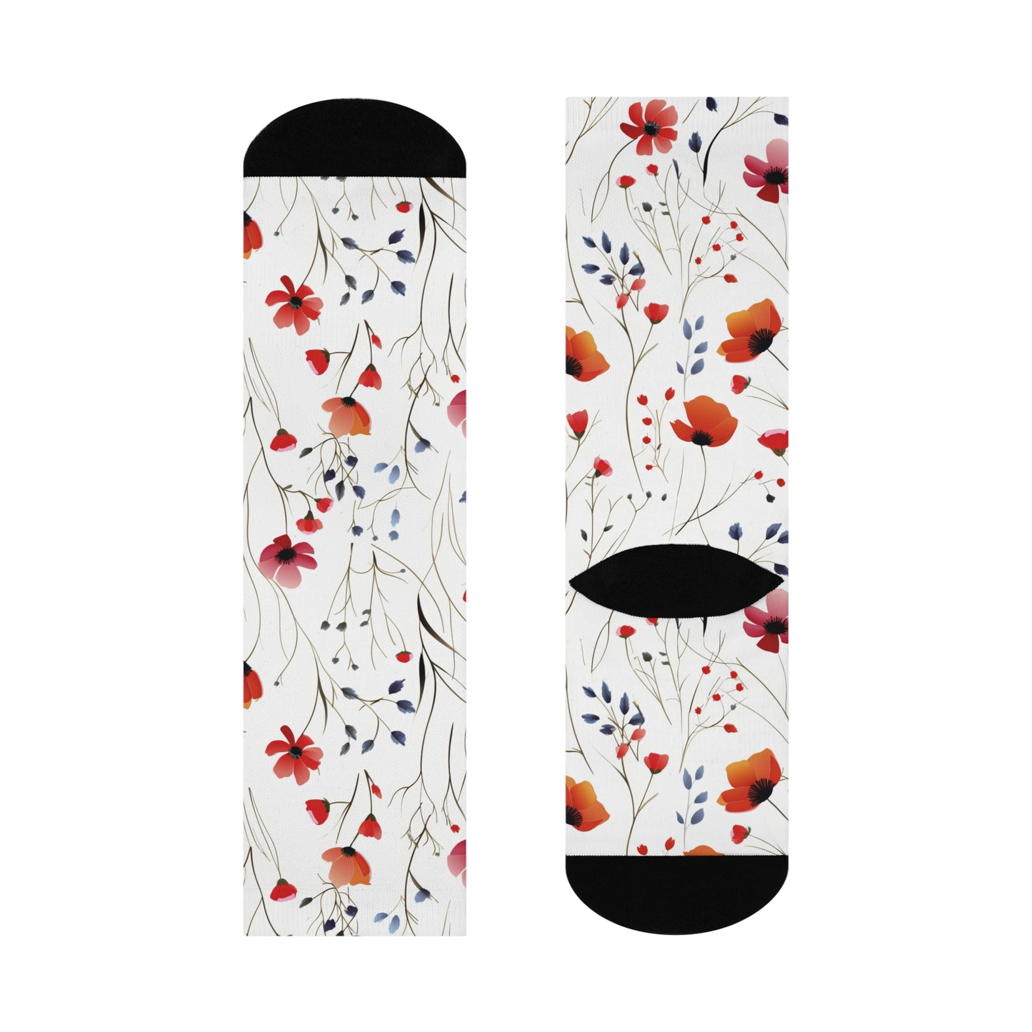 Coral Wildflowers Cushioned Crew Socks