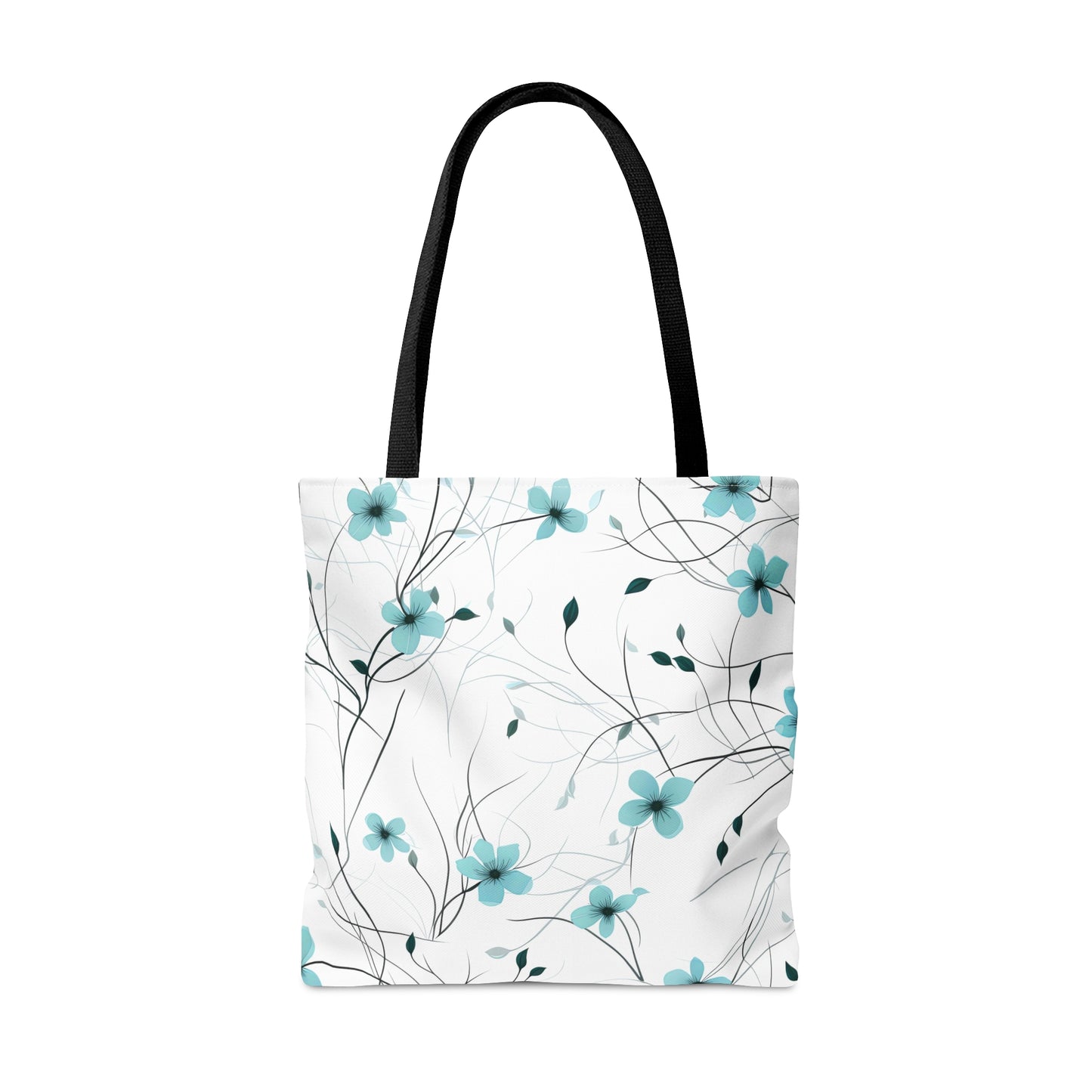 Cyan Whimsy Wildflowers Tote Bag