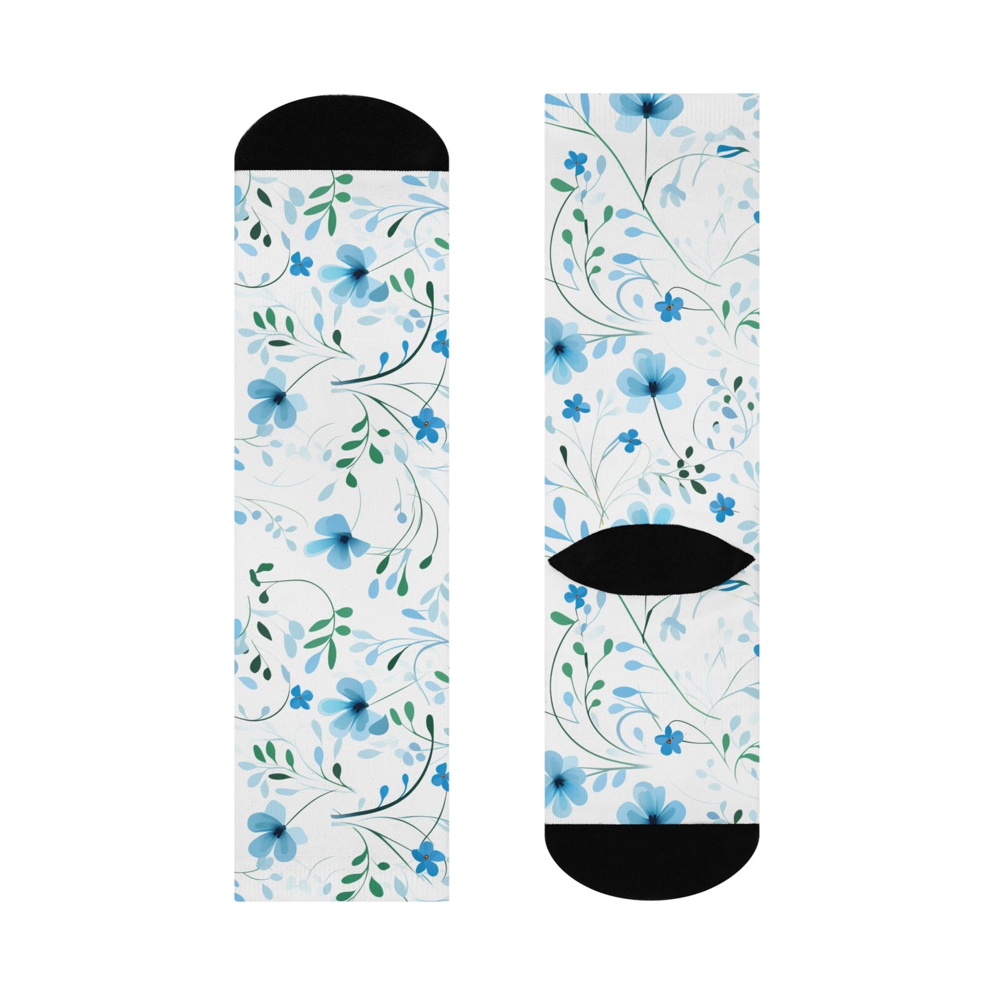 Sky Blue Wildflowers Cushioned Crew Socks