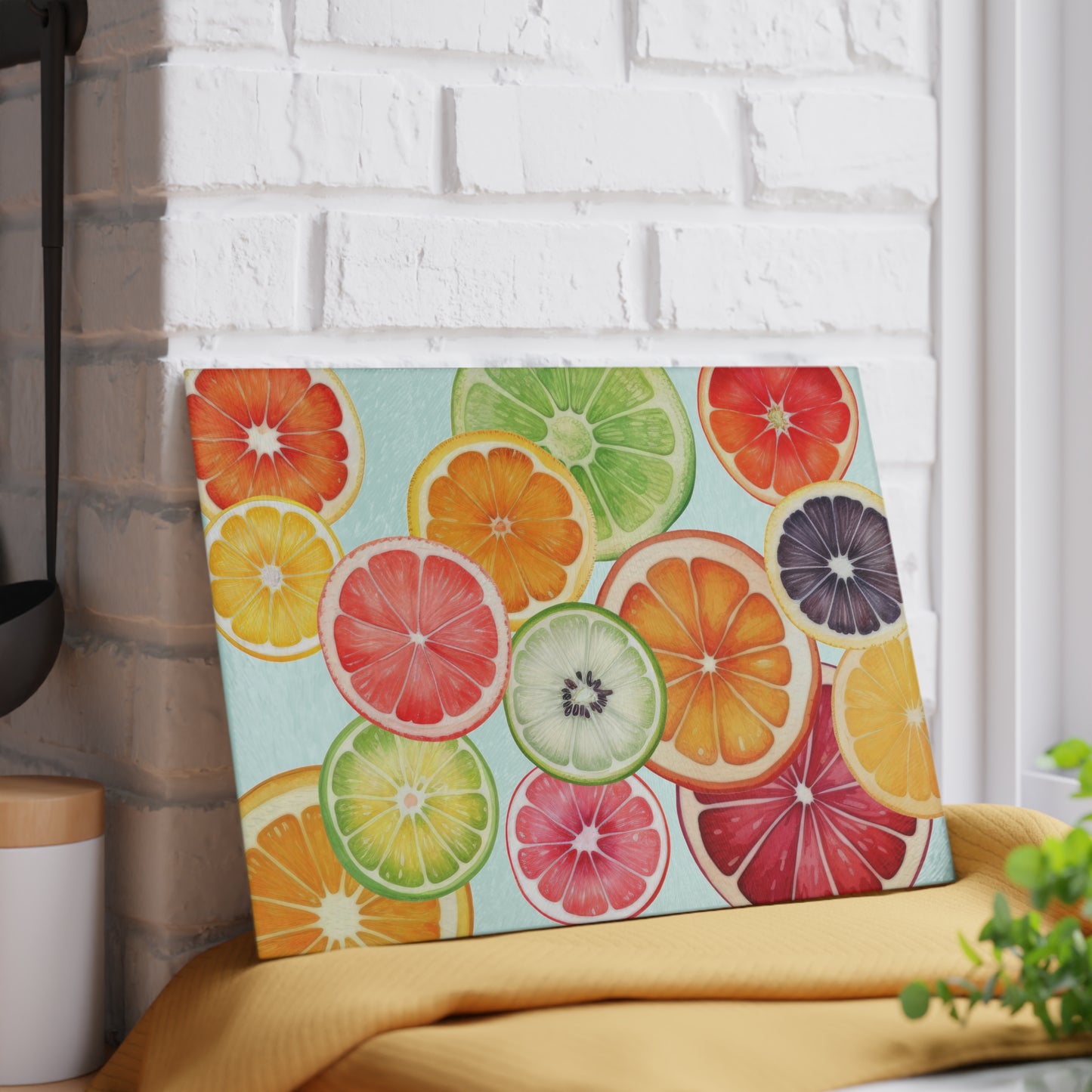 Fruit Slices Glass Cutting Board