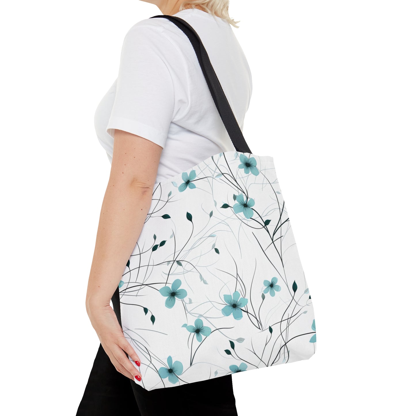 Cyan Whimsy Wildflowers Tote Bag