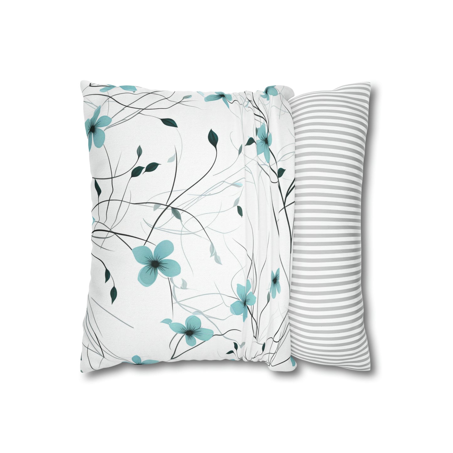 Cyan Whimsy Wildflowers Square Pillow Case